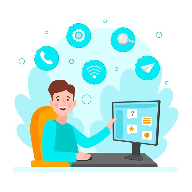 Atención al cliente plana orgánica