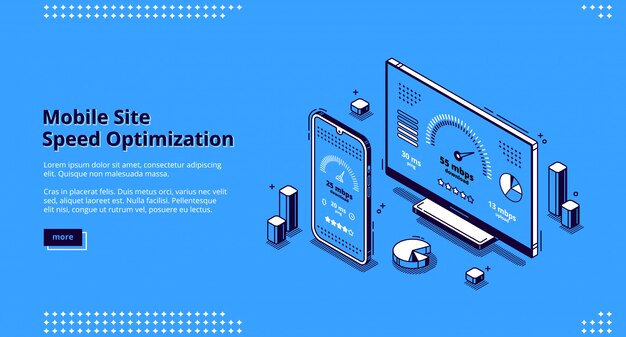 Aterrizaje isométrico de optimización de velocidad del sitio móvil