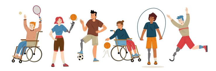 Vector gratuito atleta deportivo personas con diferentes discapacidades.