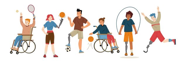 Atleta deportivo personas con diferentes discapacidades.