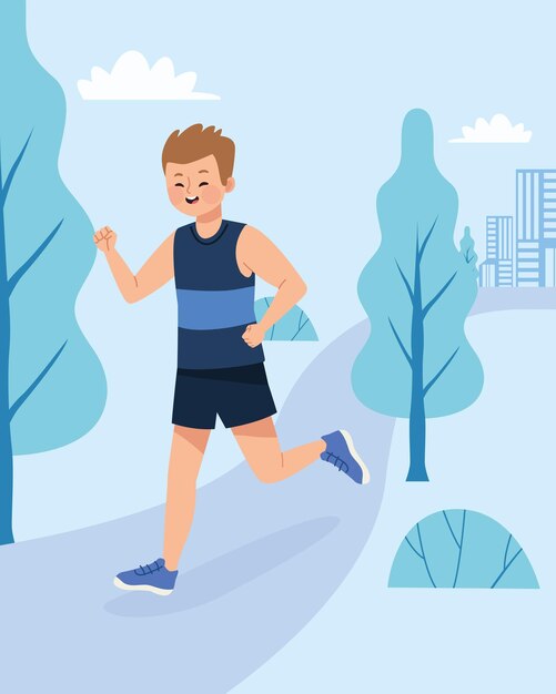 Atleta masculino corriendo en el parque