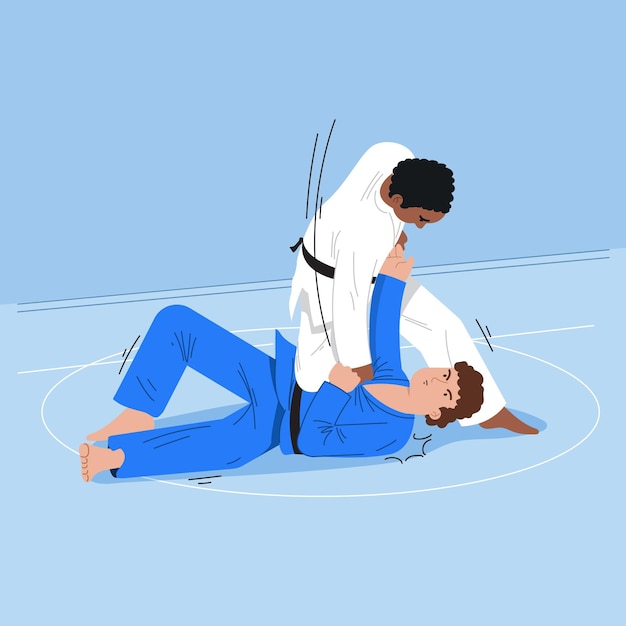 Vector gratuito atletas de jiu jitsu luchando