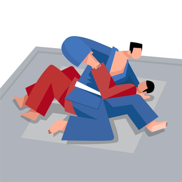 Vector gratuito atletas de jiu jitsu luchando