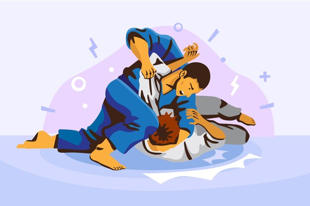 Atletas de jiu jitsu luchando