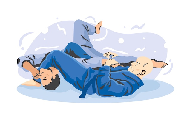 Vector gratuito atletas de jiu jitsu luchando