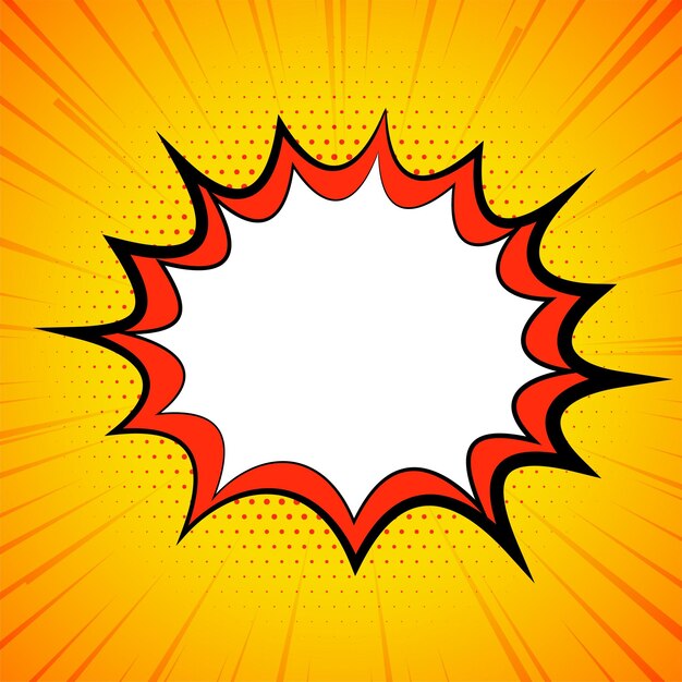 atractivo discurso cómico burbuja fondo amarillo con rayos radiales vector
