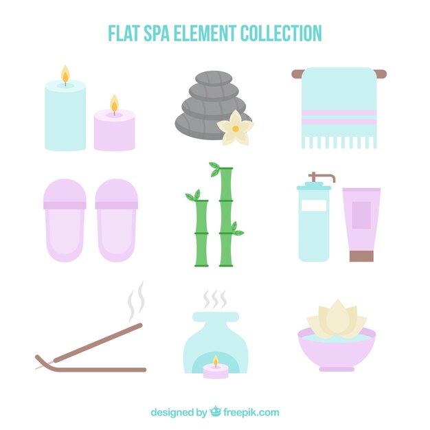 Atributos de spa en diseño plano
