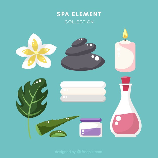 Atributos de spa en diseño plano