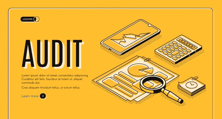 Vector gratuito auditoría financiera web en línea vector isométrico vector banner, landing page.