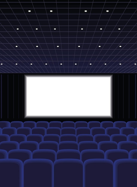 auditorio de cine con escena de sillas azules