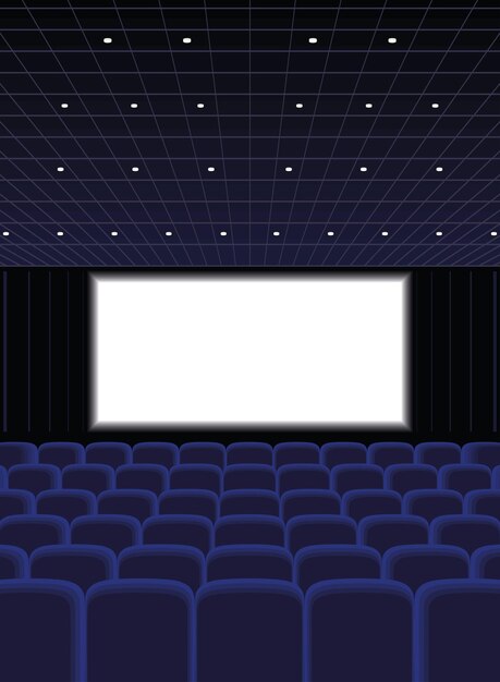 auditorio de cine con escena de sillas azules