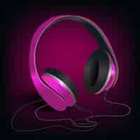 Vector gratuito auriculares rosa sobre morado