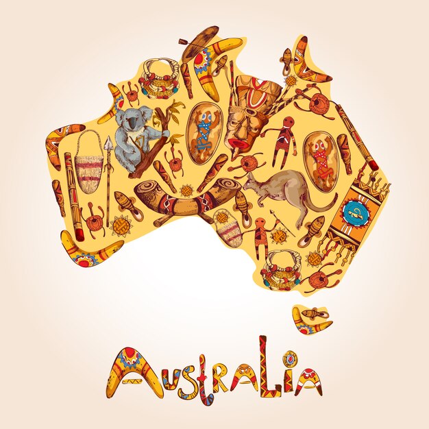 Australia dibujo ilustración en color