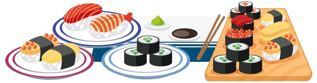 Auténtico conjunto de vectores de cocina japonesa