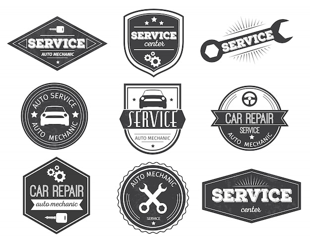 Auto Service Black Emblems