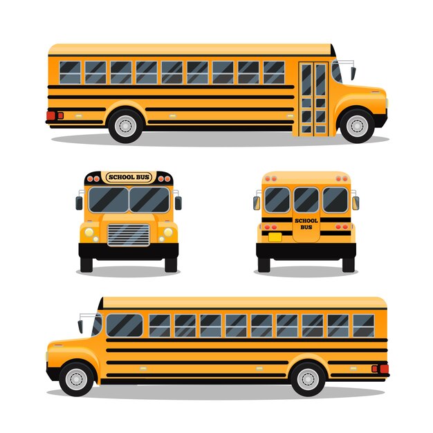 Autobús escolar. Transporte y transporte de vehículos, automóvil de viaje,