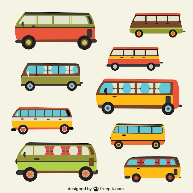 Vector gratuito autobuses de estilo retro