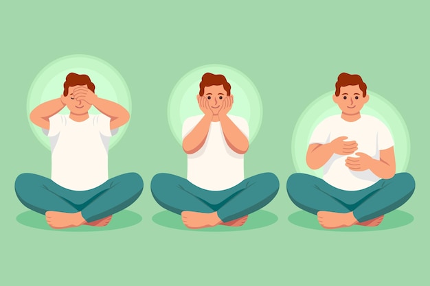 Autocuración del hombre con poses de reiki