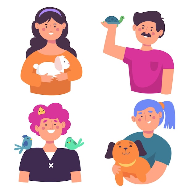 Vector gratuito avatar de personas con diferentes animales