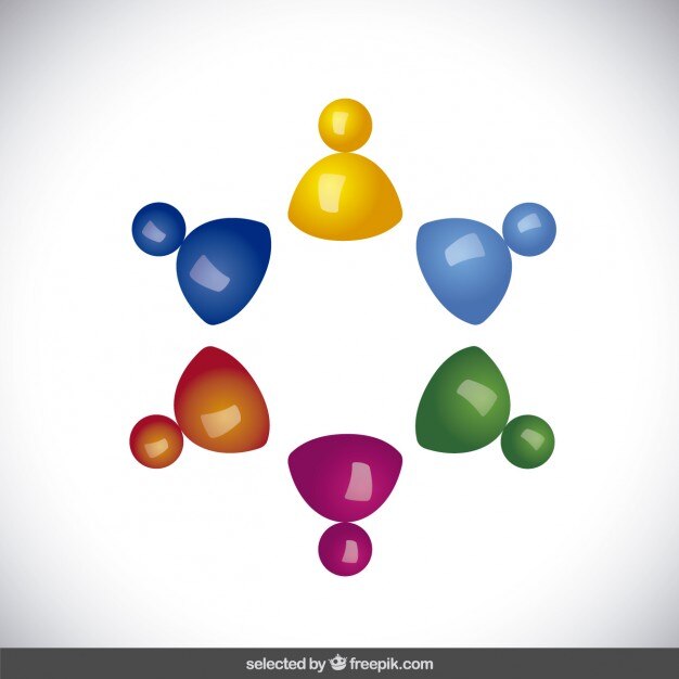 Avatares 3d de colores en forma circular