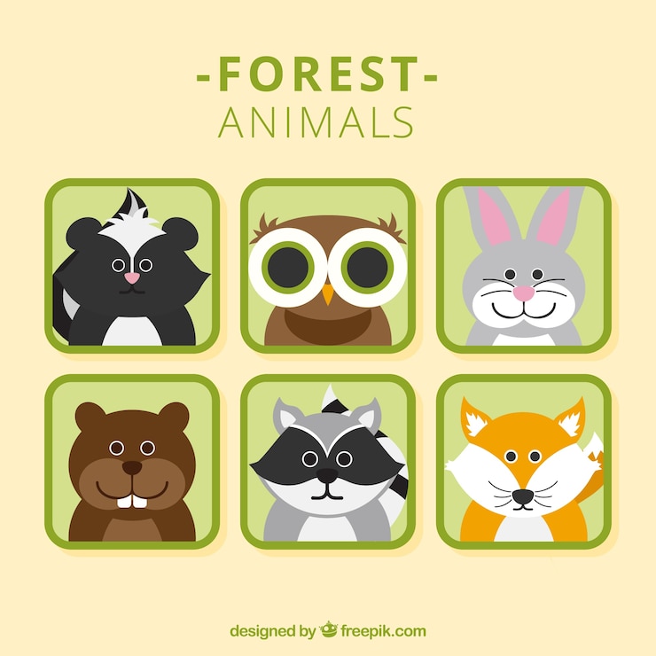 Vector gratuito avatares animales agradable forestales