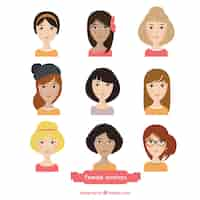 Vector gratuito avatares bonitos de mujeres