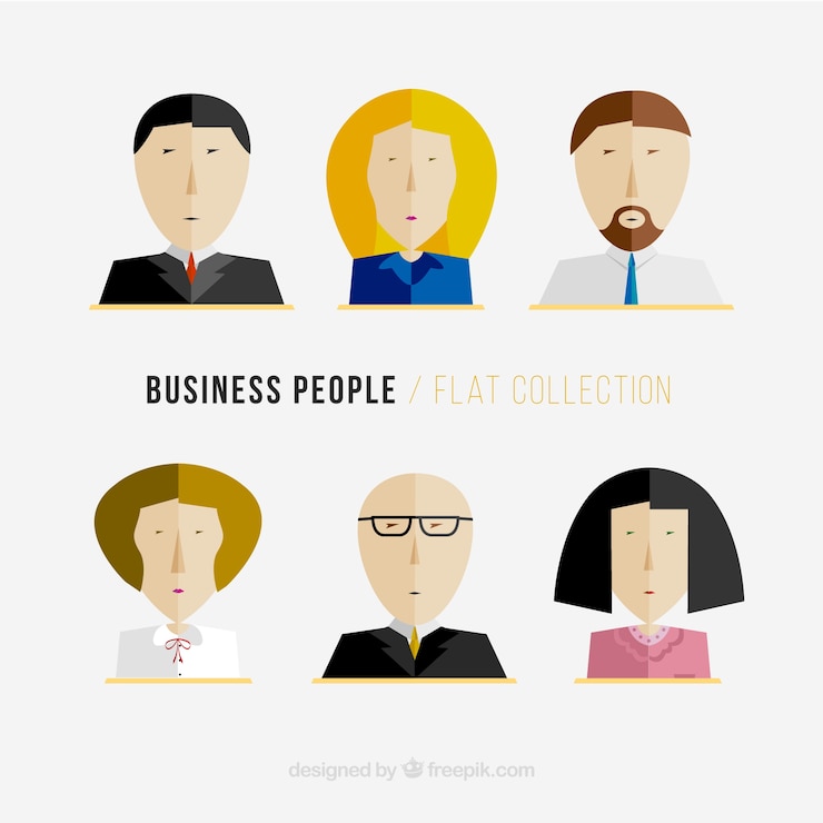 Vector gratuito avatares de equipo de negocios en diseño plano