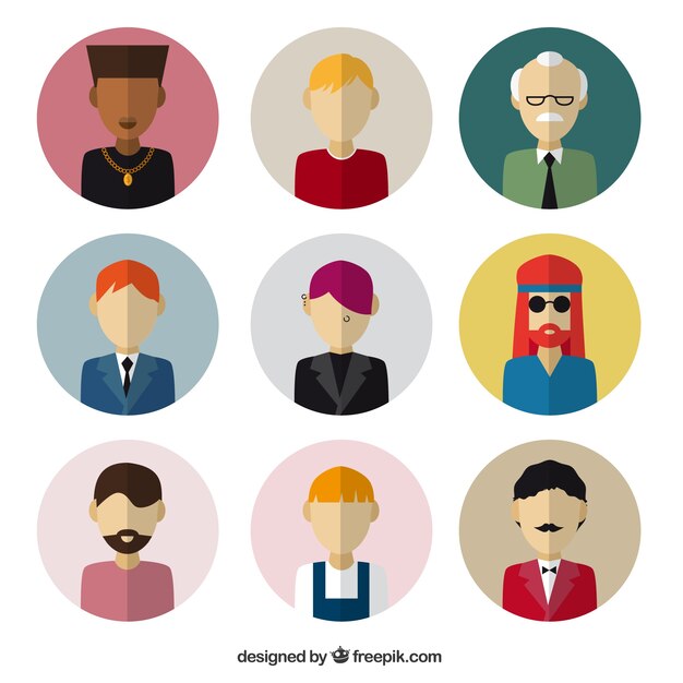Avatares masculinos en diseño plano