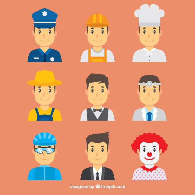 Avatares masculinos con variedad de trabajos
