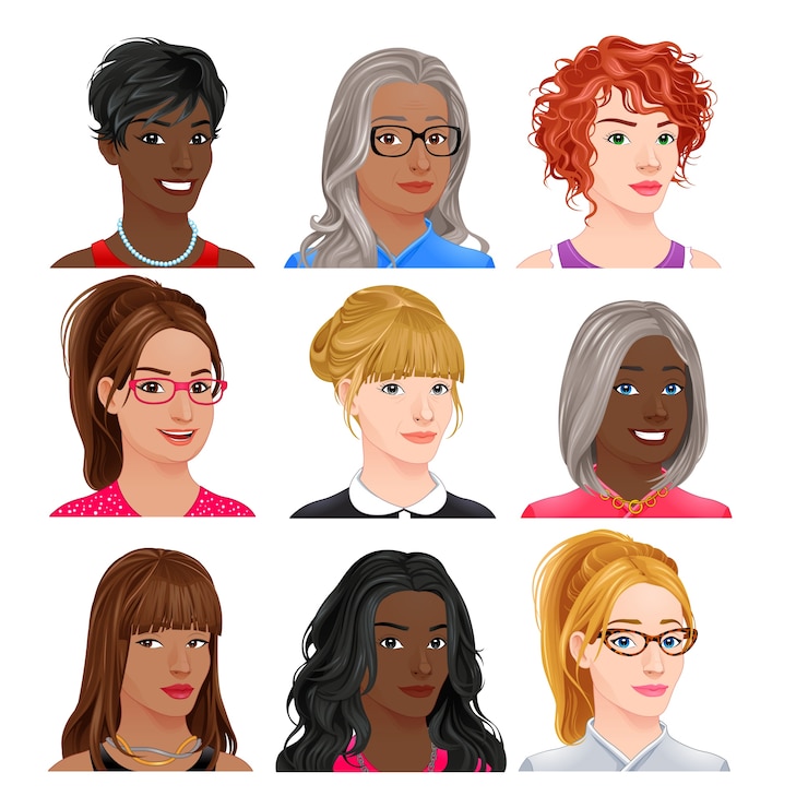 Vector gratuito avatares de mujeres diferentes