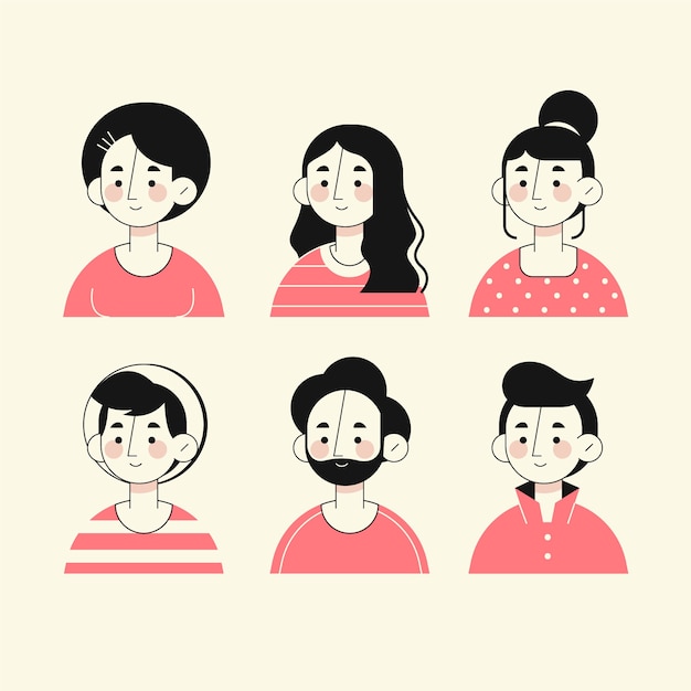 Avatares de personas de estilo dibujado a mano