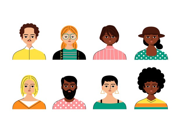 Avatares de personas multiculturales