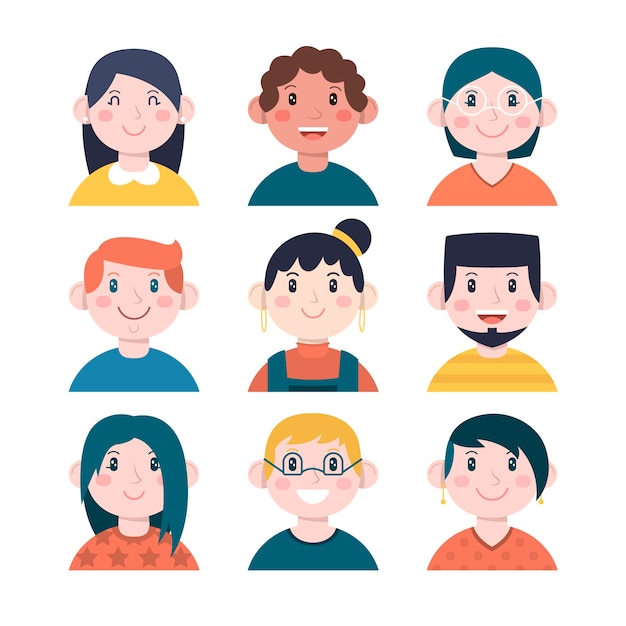 Vector gratuito avatares de personas sonrientes coloridas