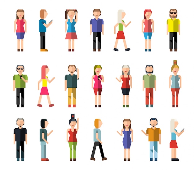 Vector gratuito avatares de pixel de personas