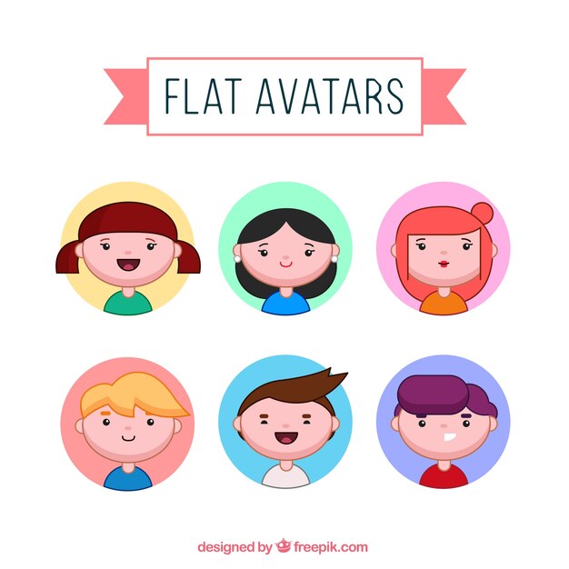 Avatares planos de dibujos animados