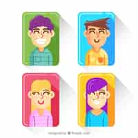 Vector gratuito avatares sonrientes con estilo colorido