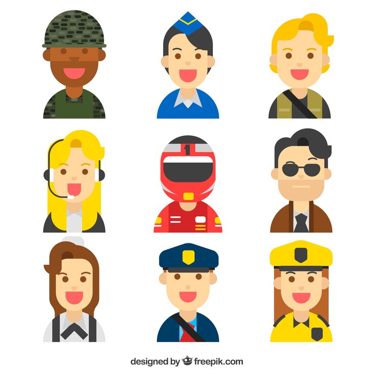 Vector gratuito avatares sonrientes con estilo divertido