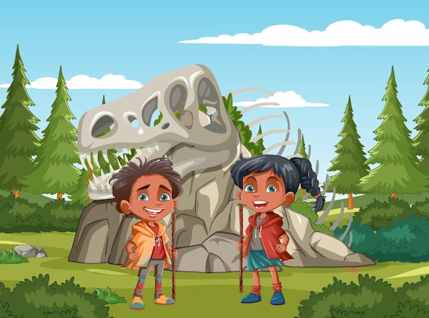 Vector gratuito aventura en el parque de los dinosaurios