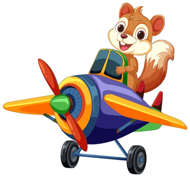 La aventurera ardilla pilota un avión de colores