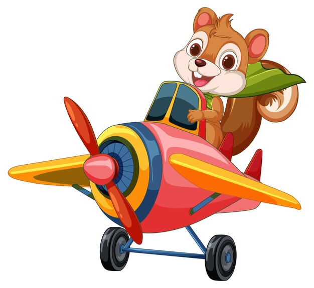 La aventurera ardilla que vuela en un avión de colores