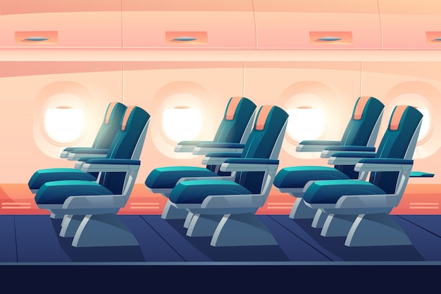 avión clase turista con asientos