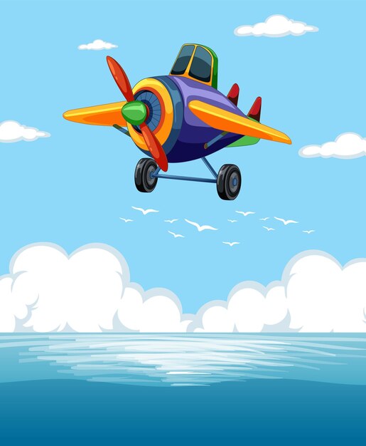 Un avión de colores volando en el cielo