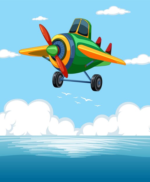 Un avión de colores volando en el cielo