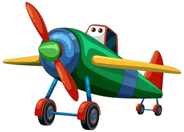 Vector gratuito un avión de dibujos animados de colores con personalidad