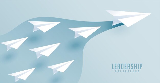 Avión de estilo origami liderando con confianza el concepto de trabajo en equipo