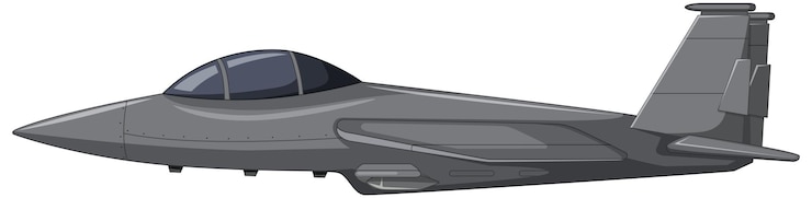 Vector gratuito un avión militar sobre fondo blanco.