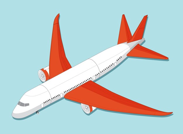 Avión moderno con alas rojas