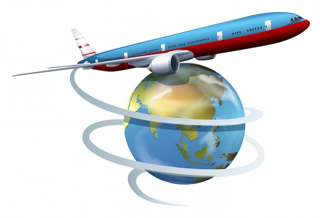Un avión que viaja alrededor del mundo.