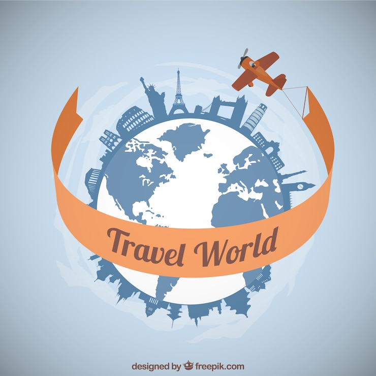 Vector gratuito avión viajando alrededor del mundo