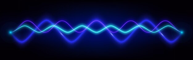 Azul neón audio sonido voz onda pulso luz Resumen radio música electrónica frecuencia vector efecto fondo Vibrante pista ecualizador forma de onda curva borrosa gráfico ilustración